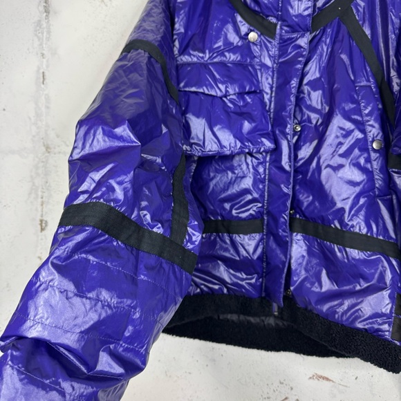 Free People Movement Vagabond Fleece Bomber Jacket Purple Black NWOT Large - Picture 12 of 12